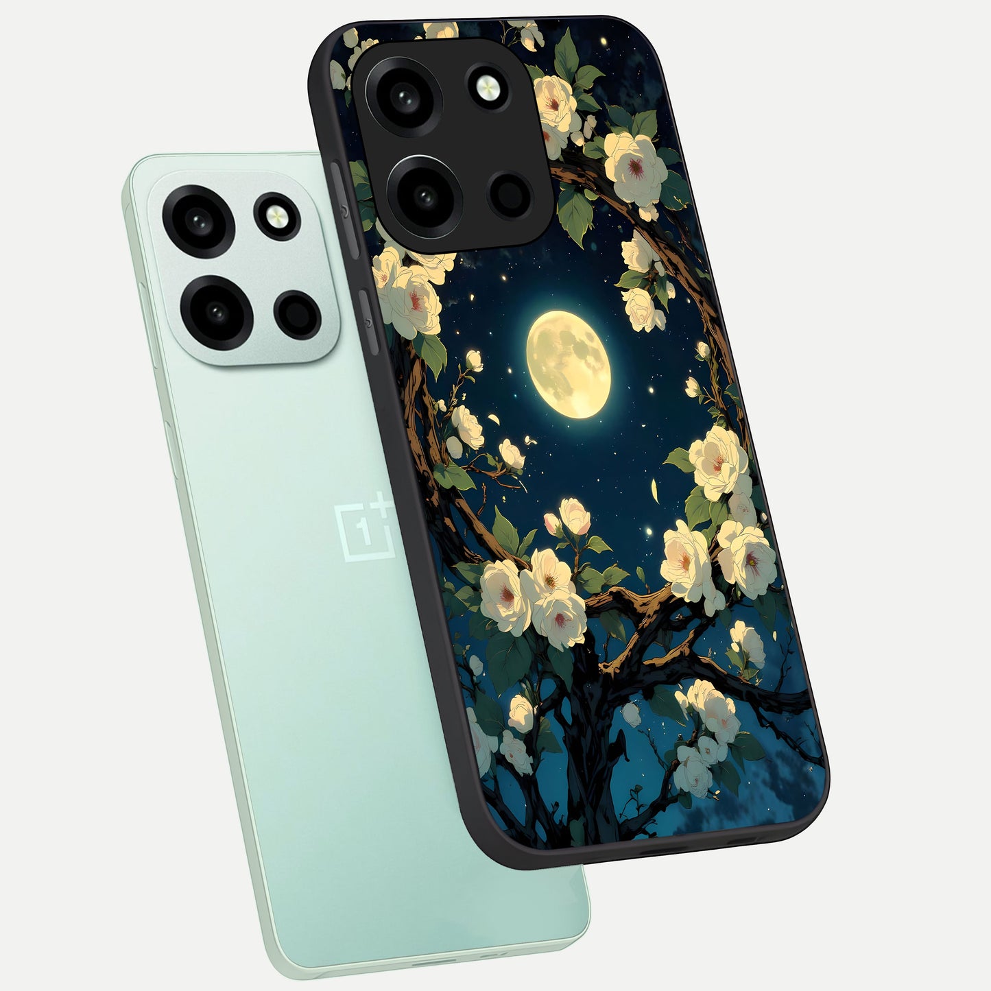  Celestial Moon And Flower phone case For Oneplus Nord 6 showing premium glass back cover with detailed artwork