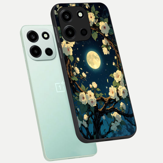  Celestial Moon And Flower phone case For Oneplus Nord 6 showing premium glass back cover with detailed artwork