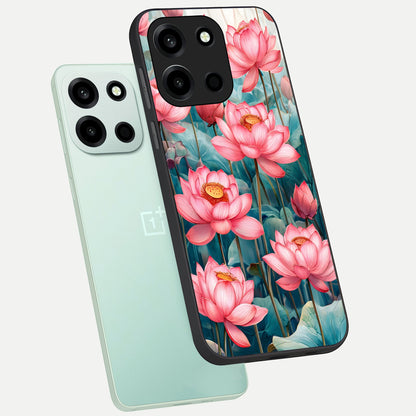  Celestial Pink Lotus phone case For Oneplus Nord 6 showing premium glass back cover with detailed artwork