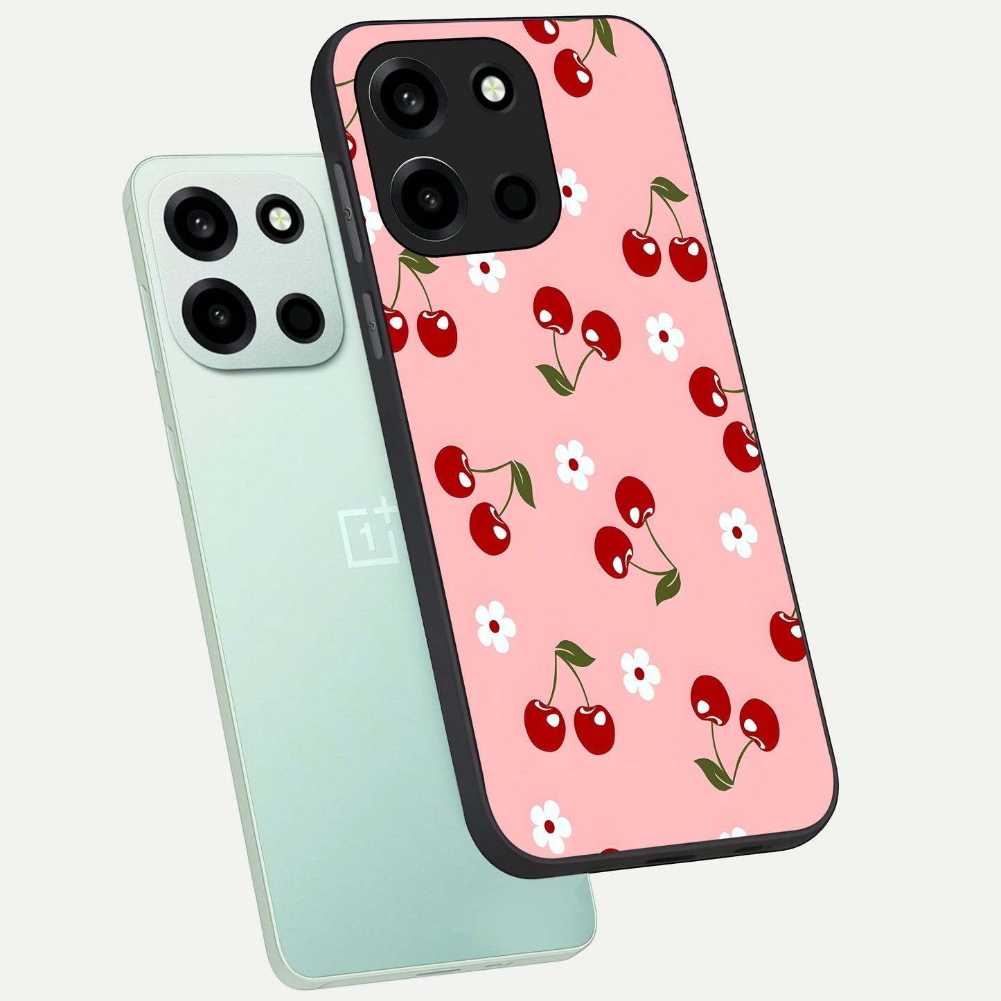  Cherry Love Mood phone case For Oneplus Nord 6 showing premium glass back cover with detailed artwork