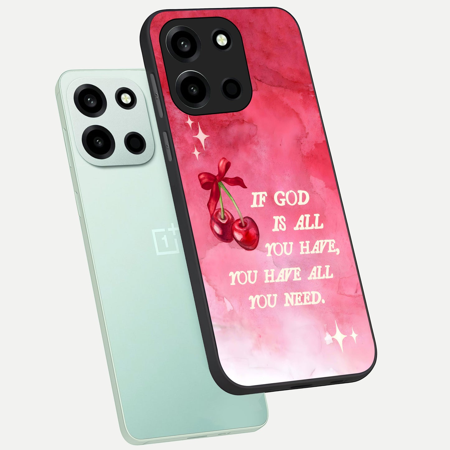  Cherry Quote phone case For Oneplus Nord 6 showing premium glass back cover with detailed artwork