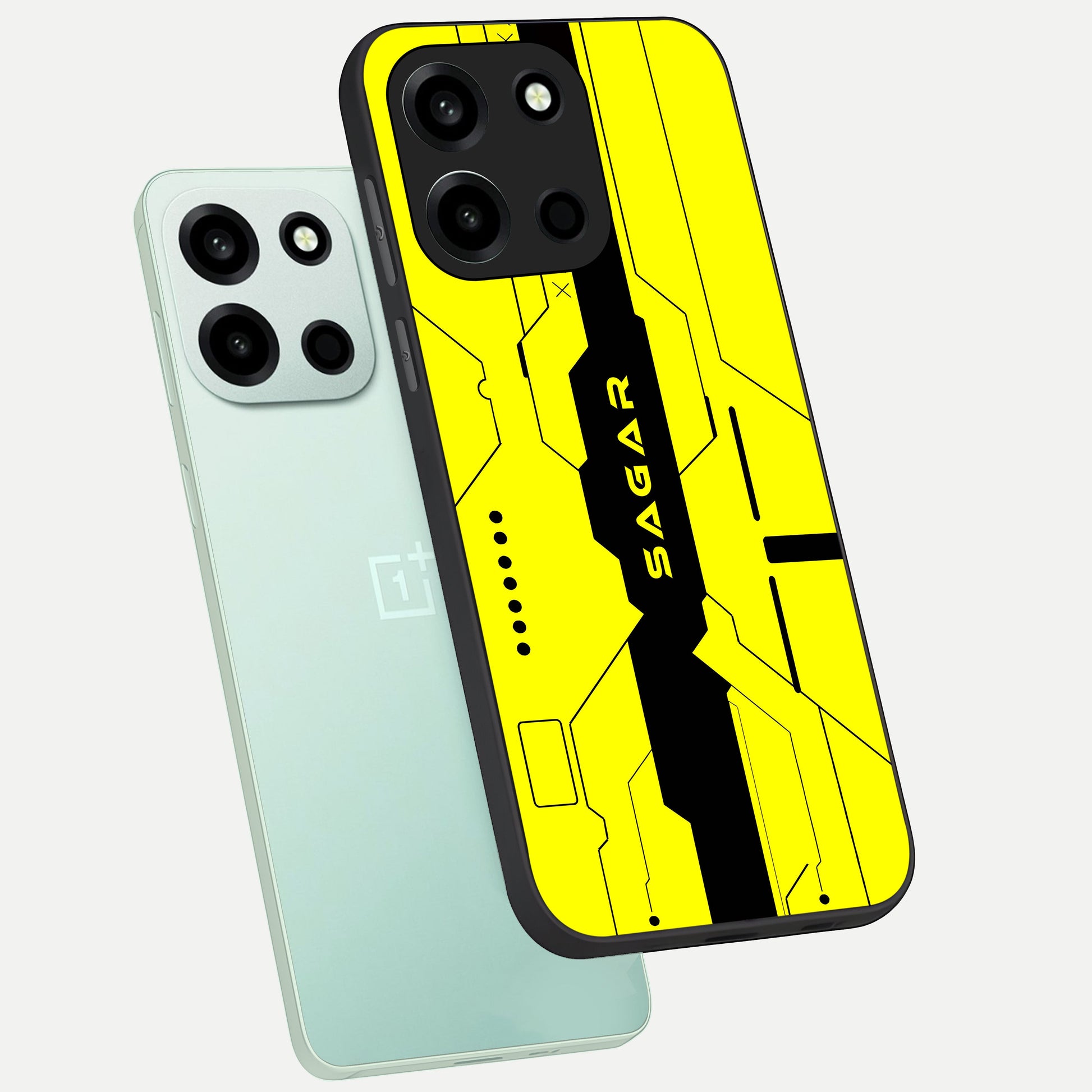  Circuit CYBERPUNK Custom Name phone case For Oneplus Nord 6 showing premium glass back cover with detailed artwork