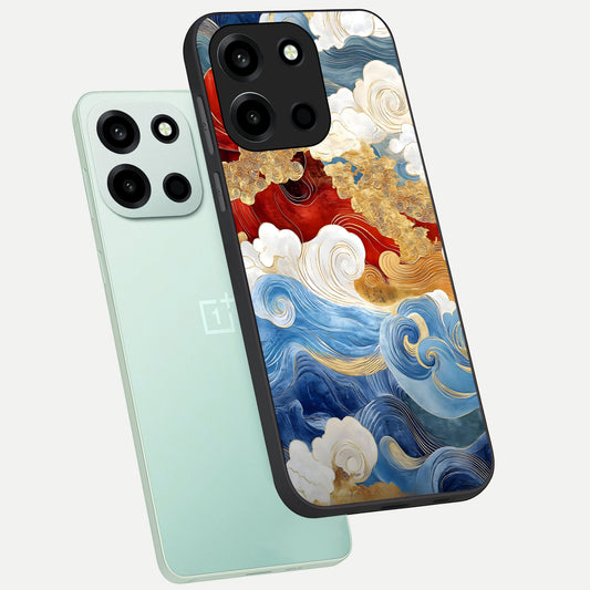  Colored Waves phone case For Oneplus Nord 6 showing premium glass back cover with detailed artwork