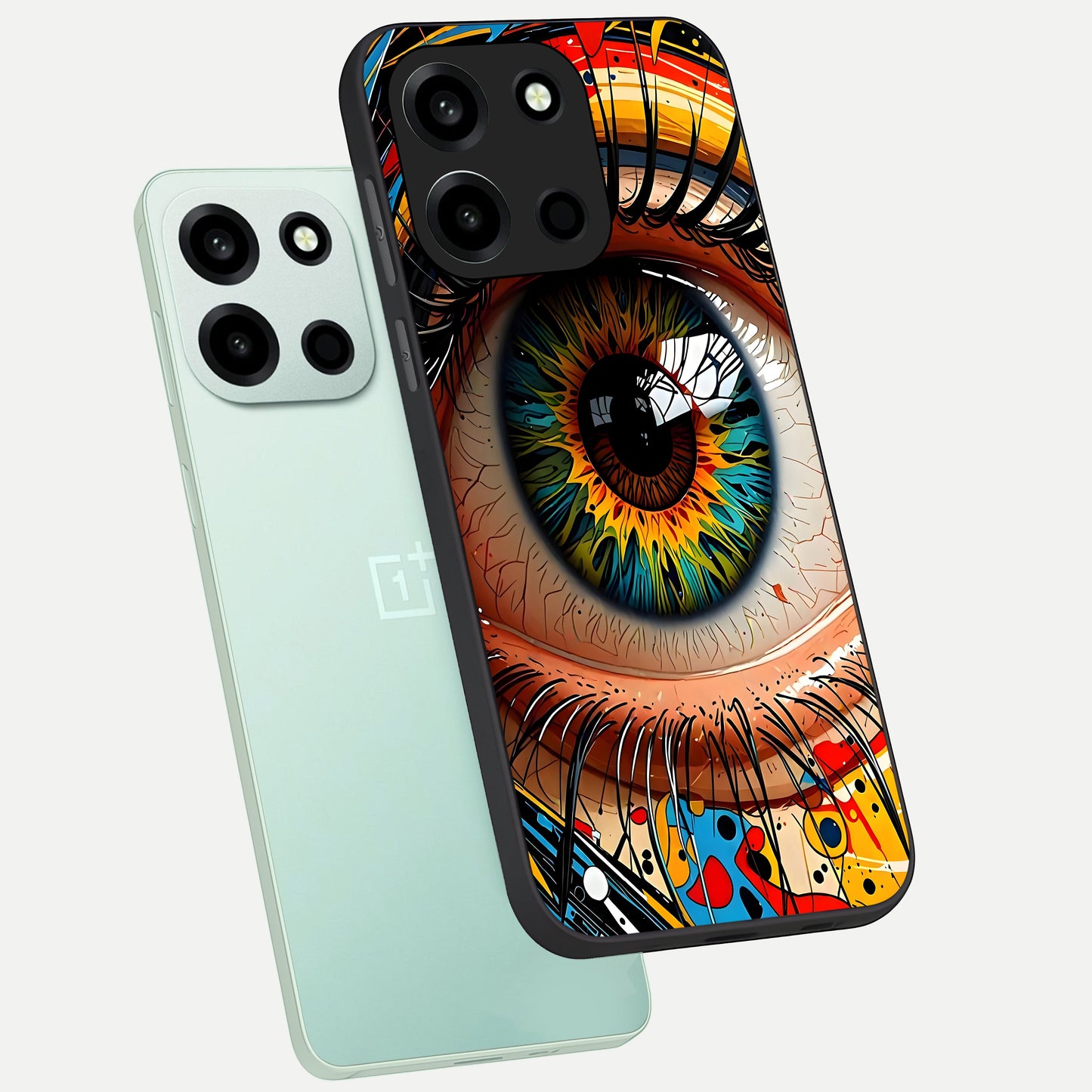  Colorful Eye phone case For Oneplus Nord 6 showing premium glass back cover with detailed artwork