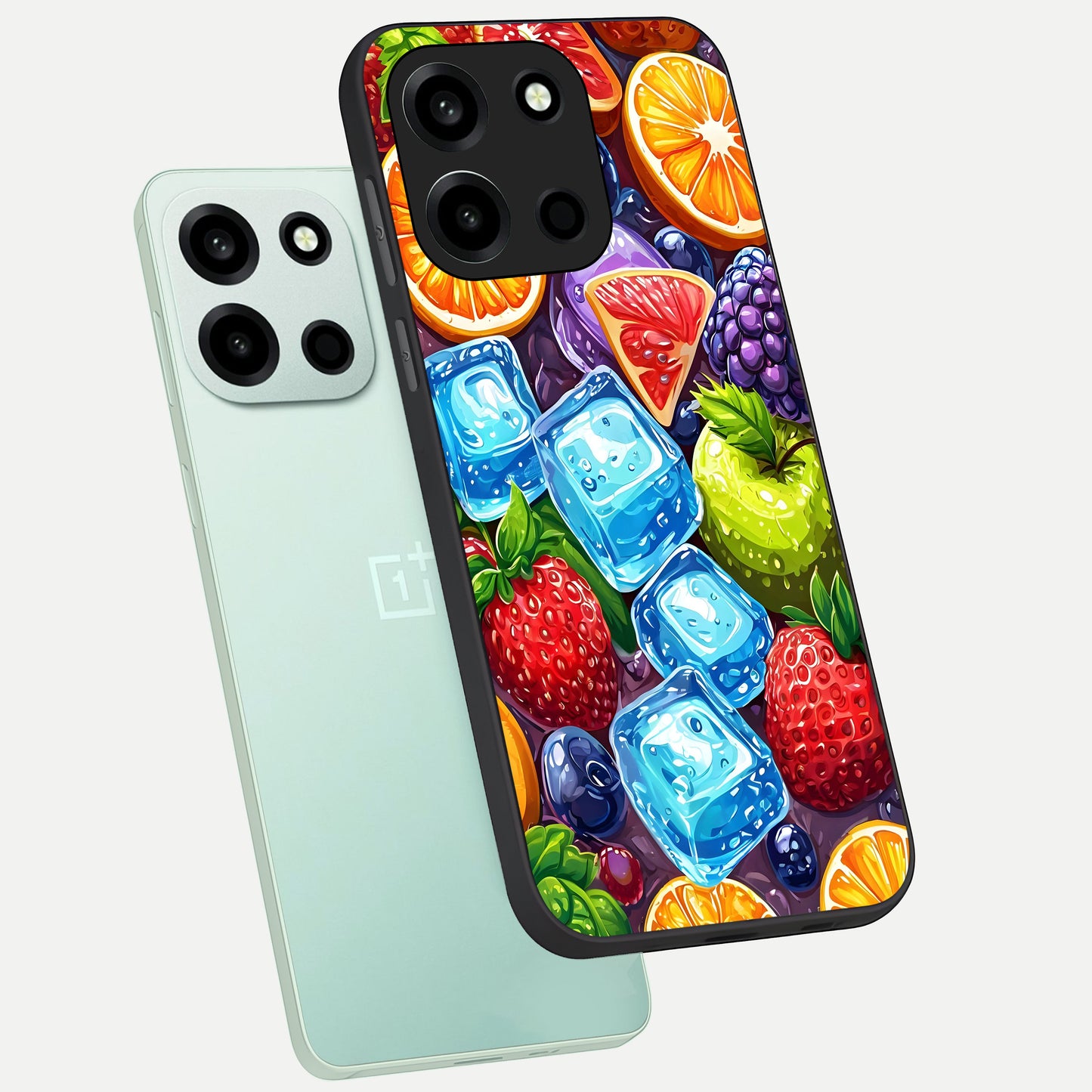  Colorful Fruits with Ice phone case For Oneplus Nord 6 showing premium glass back cover with detailed artwork