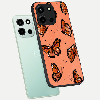  Coral Wing Butterfly phone case For Oneplus Nord 6 showing premium glass back cover with detailed artwork