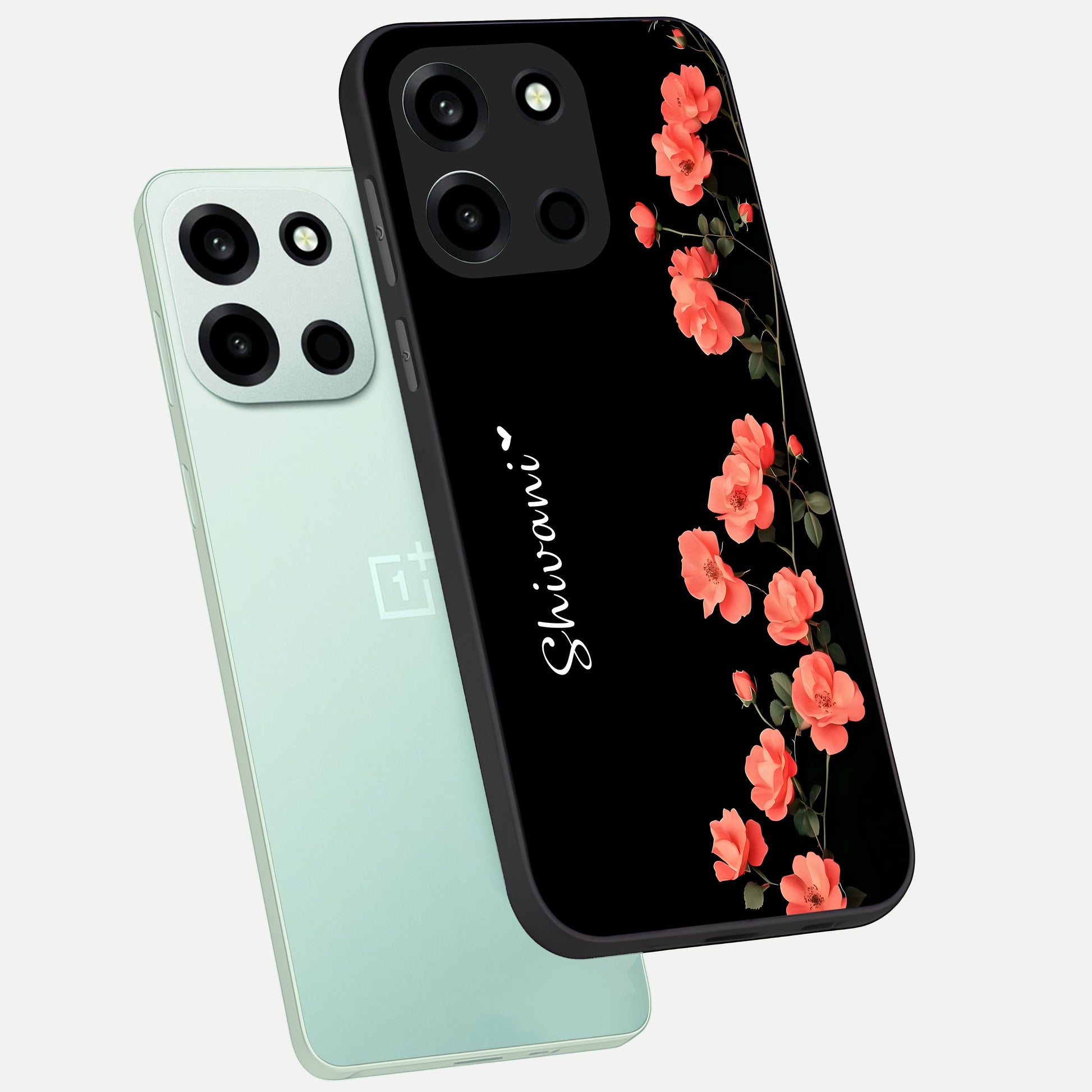  Crimson Bloom Grace Custom Name phone case For Oneplus Nord 6 showing premium glass back cover with detailed artwork