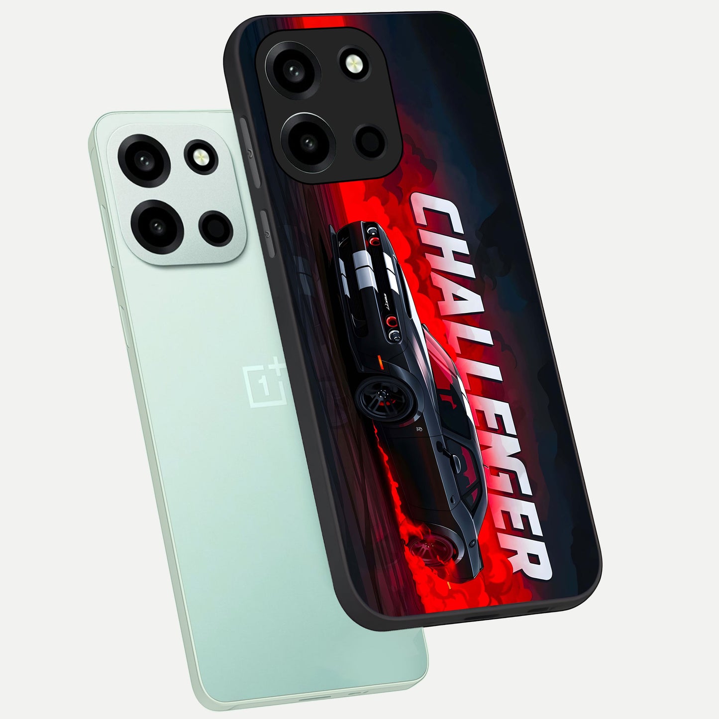  Crimson Challenger Fury phone case For Oneplus Nord 6 showing premium glass back cover with detailed artwork