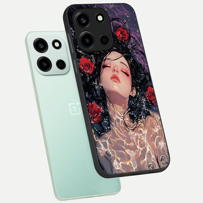  Crimson Rose Serenity phone case For Oneplus Nord 6 showing premium glass back cover with detailed artwork