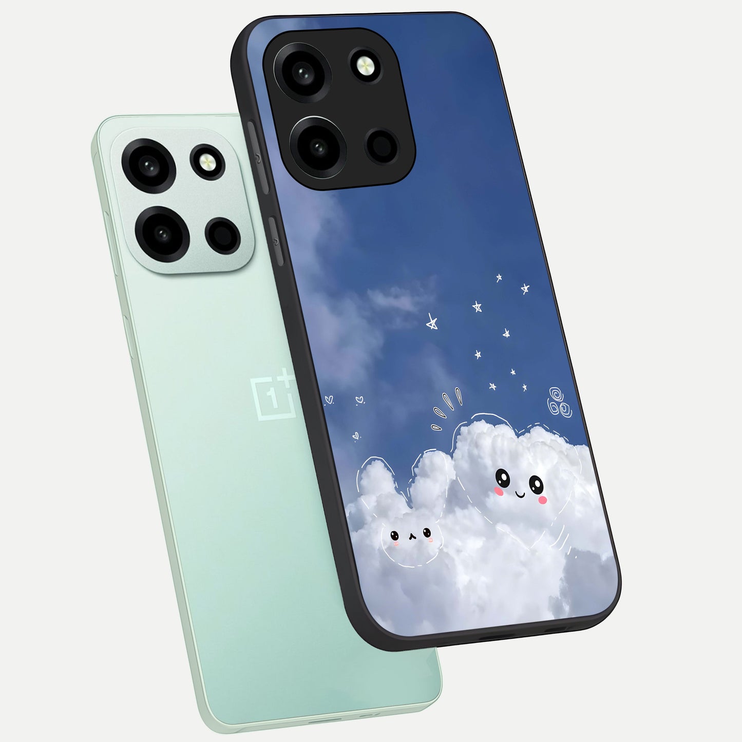  Cute Blossom Cloud phone case For Oneplus Nord 6 showing premium glass back cover with detailed artwork