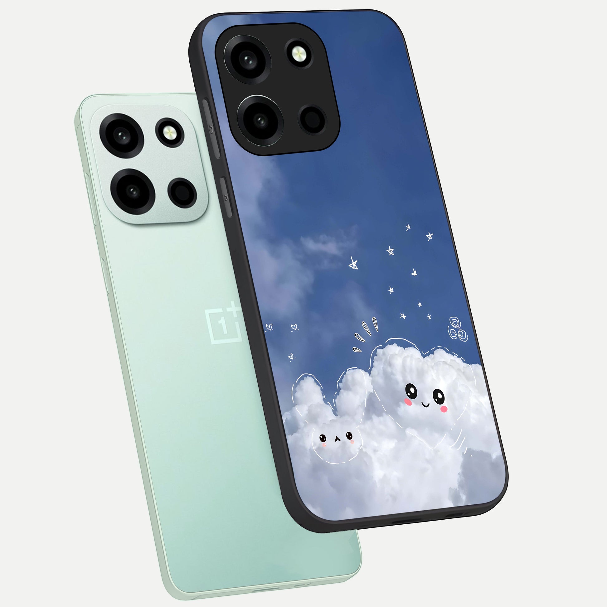 Cute Blossom Cloud phone case For Oneplus Nord 6 showing premium glass back cover with detailed artwork