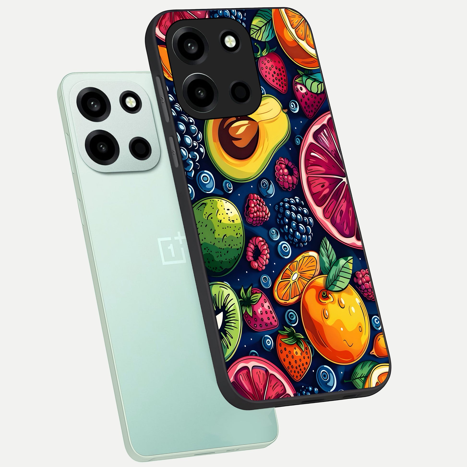  Cute Fruits Art phone case For Oneplus Nord 6 showing premium glass back cover with detailed artwork