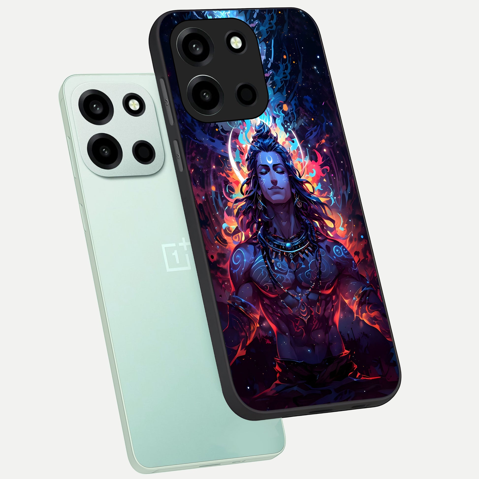  Divine Fire Shiv phone case For Oneplus Nord 6 showing premium glass back cover with detailed artwork