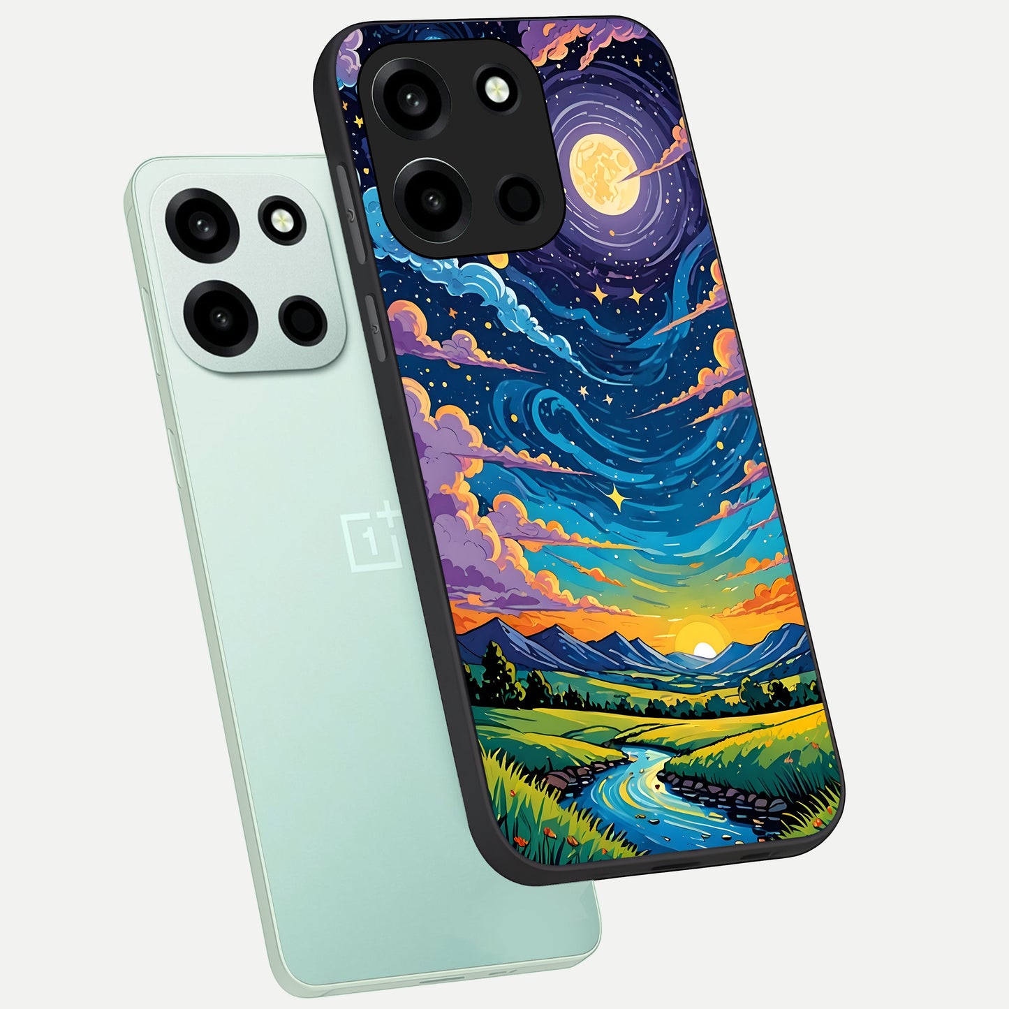  Dreamy Night Landscape phone case For Oneplus Nord 6 showing premium glass back cover with detailed artwork