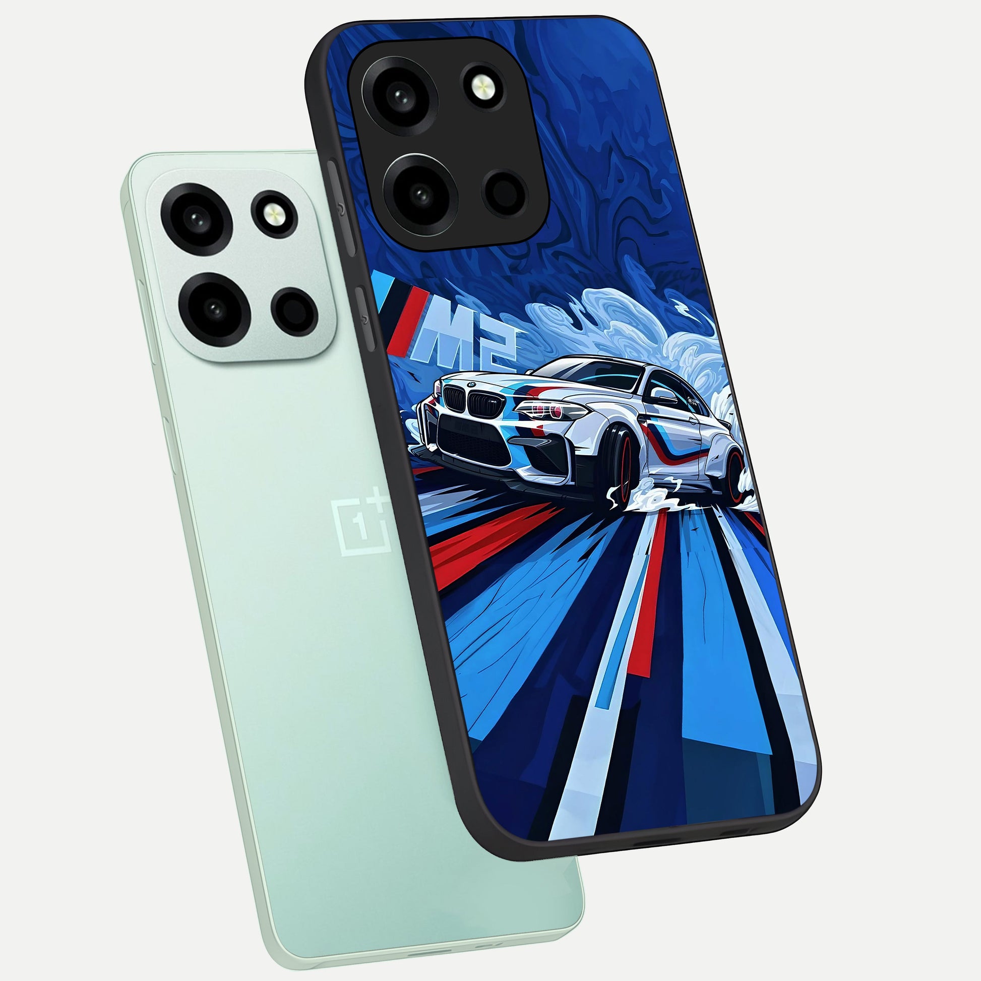  Drift Power Rush phone case For Oneplus Nord 6 showing premium glass back cover with detailed artwork