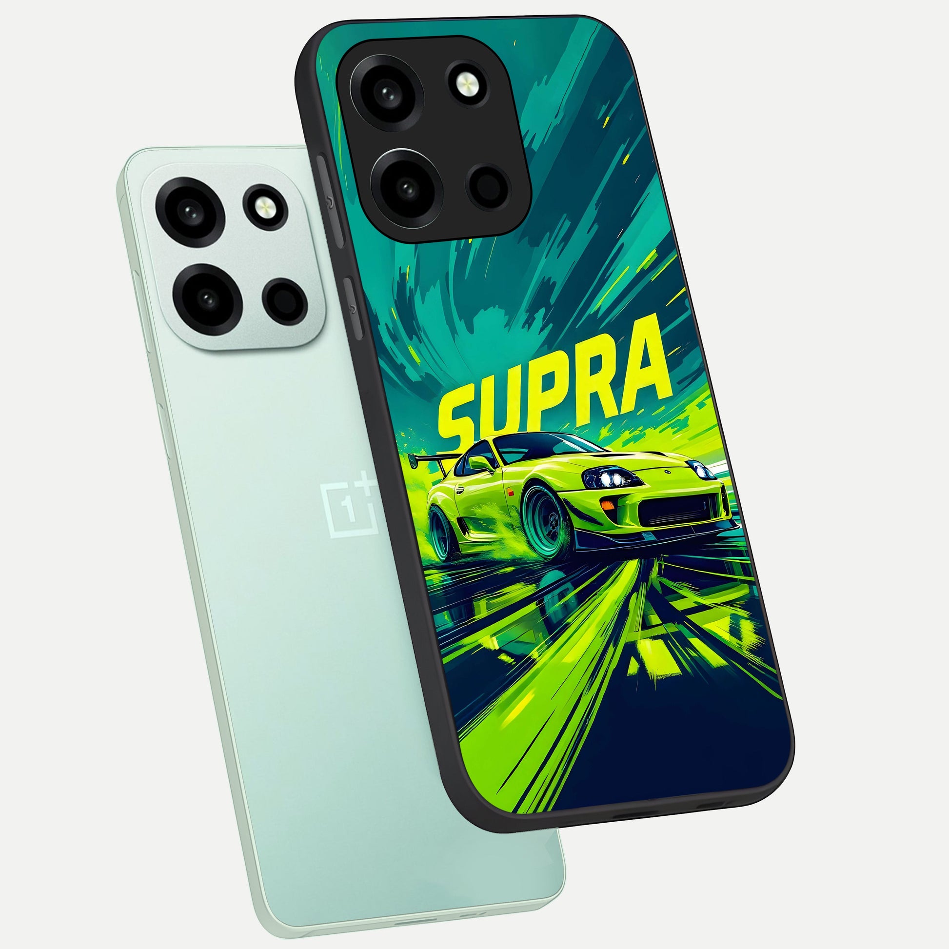  Electric Supra Thunder phone case For Oneplus Nord 6 showing premium glass back cover with detailed artwork