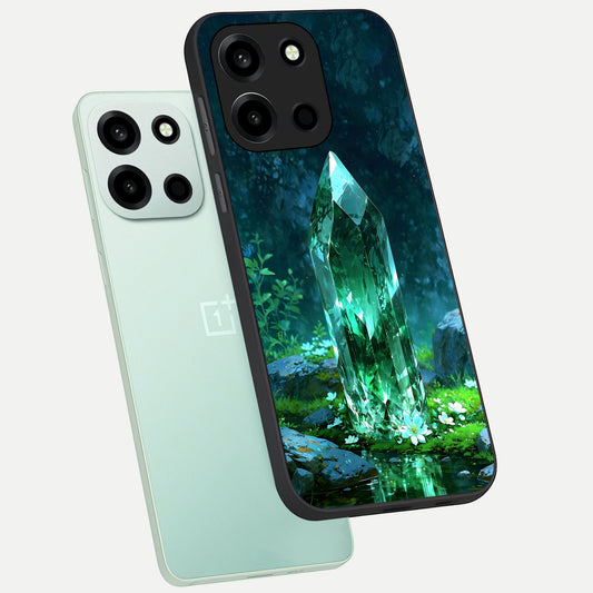  Emerald Light Crystal phone case For Oneplus Nord 6 showing premium glass back cover with detailed artwork