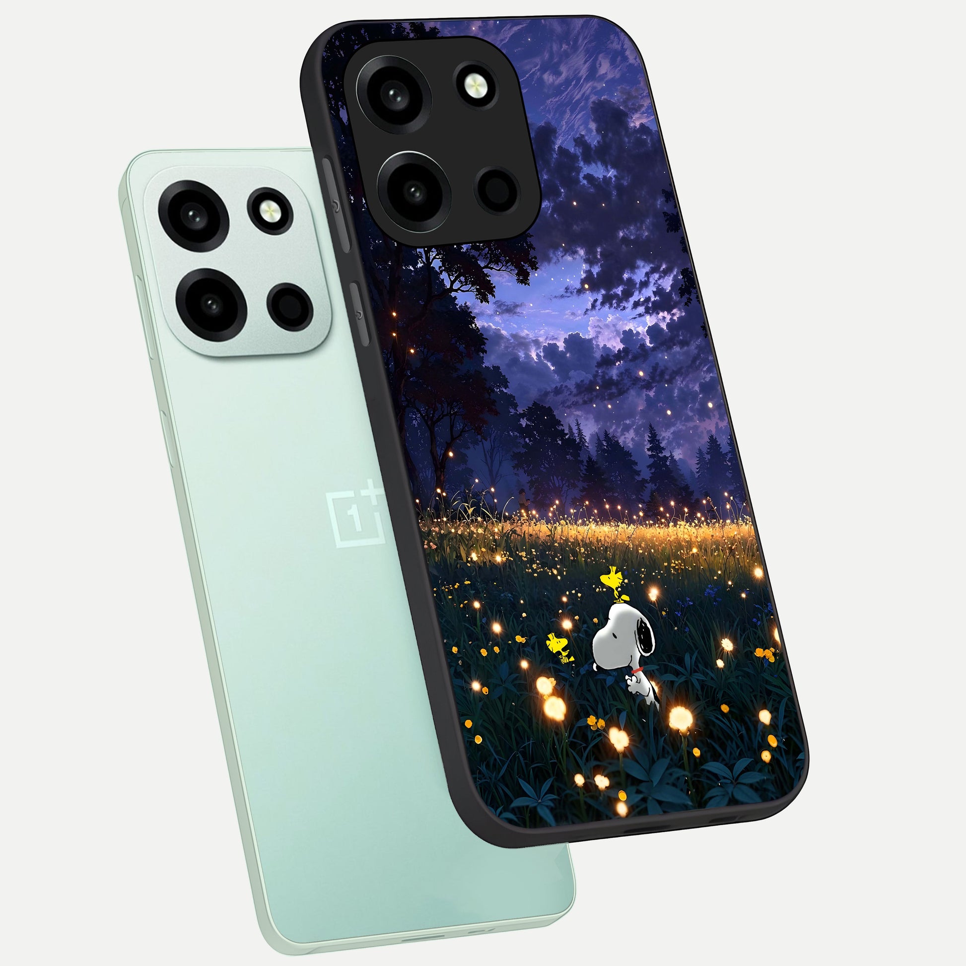  Firefly Meadow Magic phone case For Oneplus Nord 6 showing premium glass back cover with detailed artwork