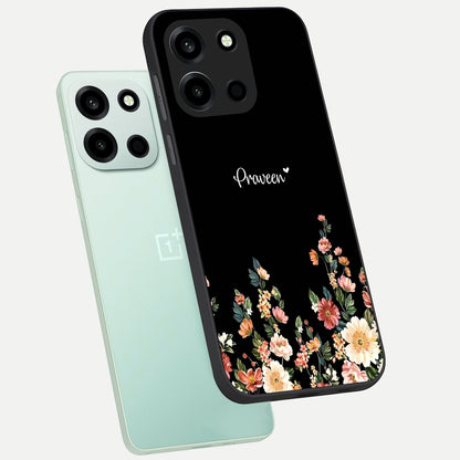  Floral Design Personalized Custom Name phone case For Oneplus Nord 6 showing premium glass back cover with detailed artwork
