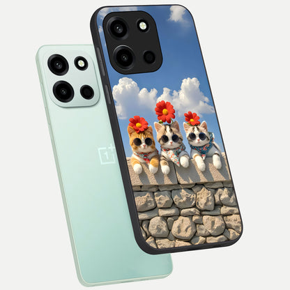  Floral Kitty Squad phone case For Oneplus Nord 6 showing premium glass back cover with detailed artwork