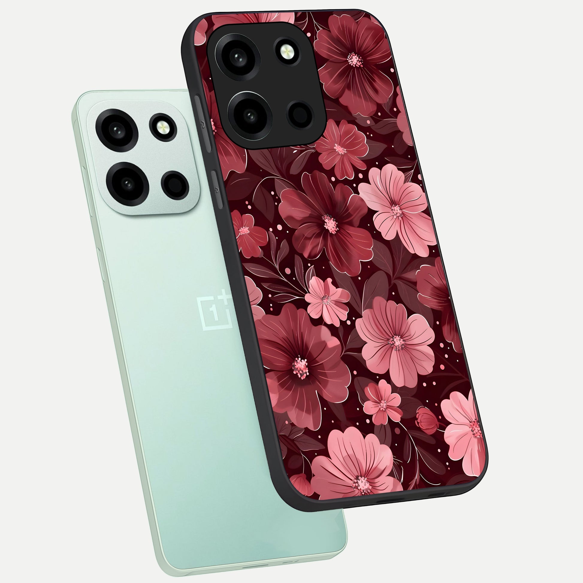  Flower Blush Bloom phone case For Oneplus Nord 6 showing premium glass back cover with detailed artwork