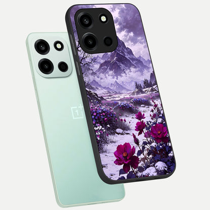  Flower Mountain View phone case For Oneplus Nord 6 showing premium glass back cover with detailed artwork