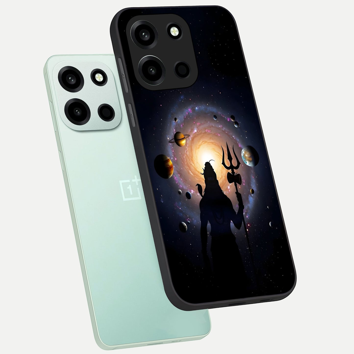  Galactic Shiva Vision phone case For Oneplus Nord 6 showing premium glass back cover with detailed artwork