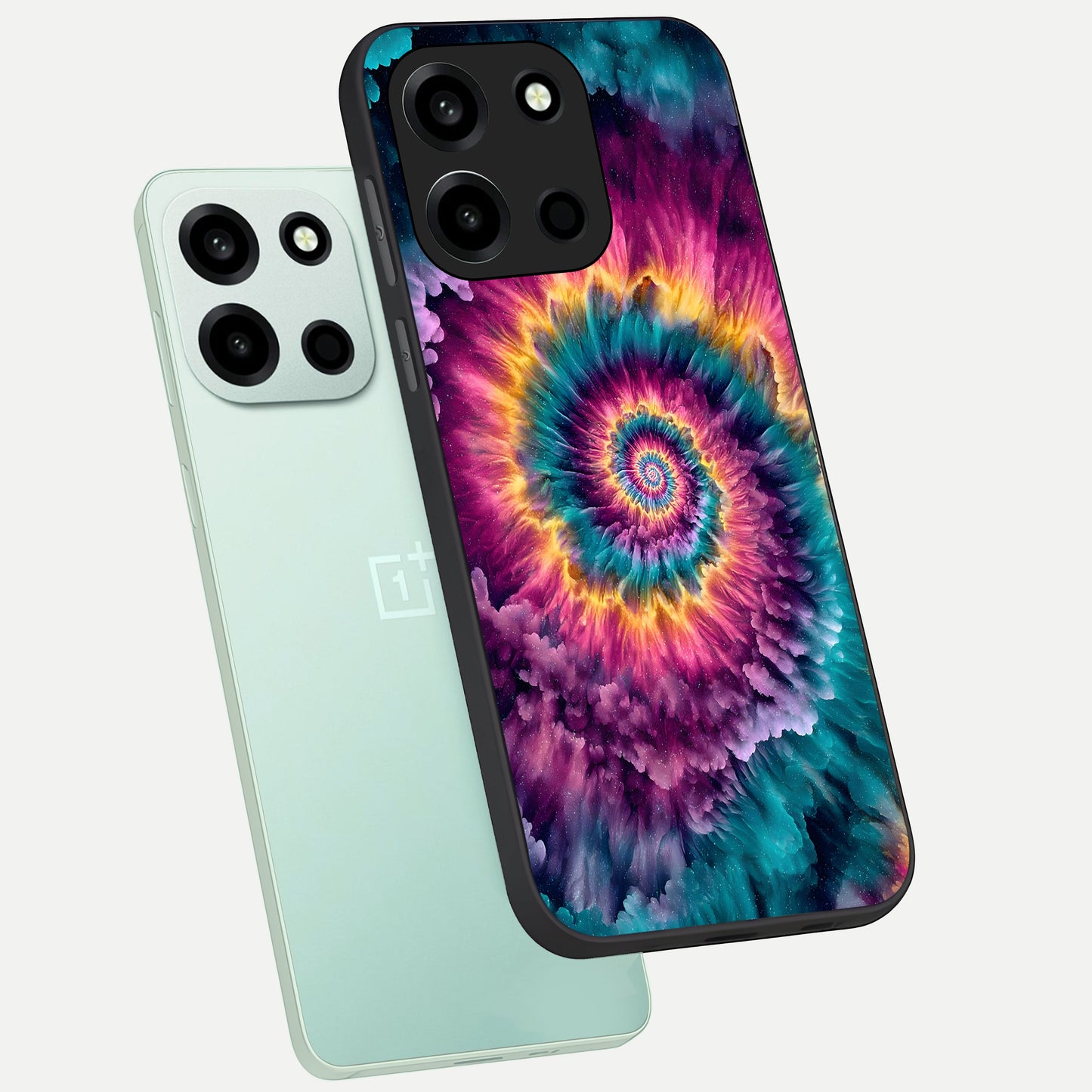  Galactic Spiral Burst phone case For Oneplus Nord 6 showing premium glass back cover with detailed artwork
