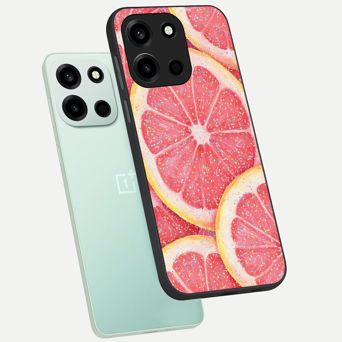  Glitter Grapefruit phone case For Oneplus Nord 6 showing premium glass back cover with detailed artwork