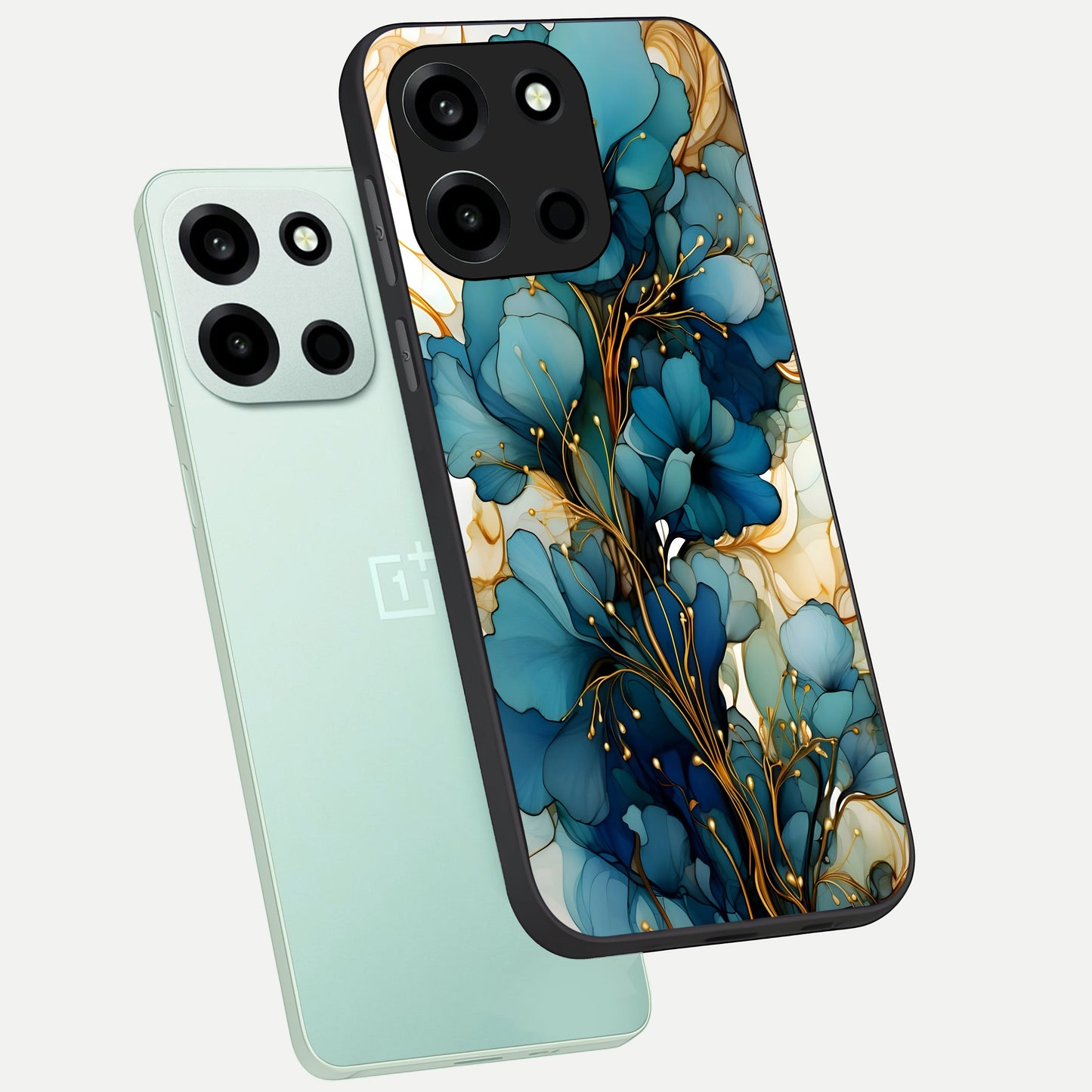  Golden Bloom Symphony phone case For Oneplus Nord 6 showing premium glass back cover with detailed artwork