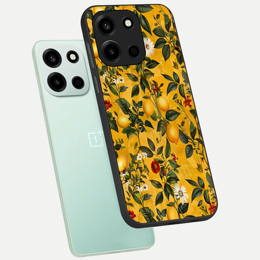 Golden Lemon Field phone case For Oneplus Nord 6 showing premium glass back cover with detailed artwork