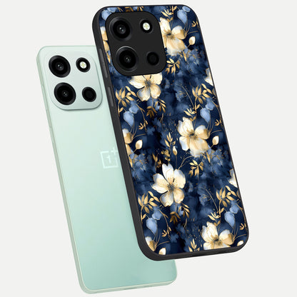  Golden Midnight Bloom phone case For Oneplus Nord 6 showing premium glass back cover with detailed artwork
