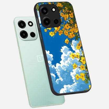  Golden Petal Sky phone case For Oneplus Nord 6 showing premium glass back cover with detailed artwork