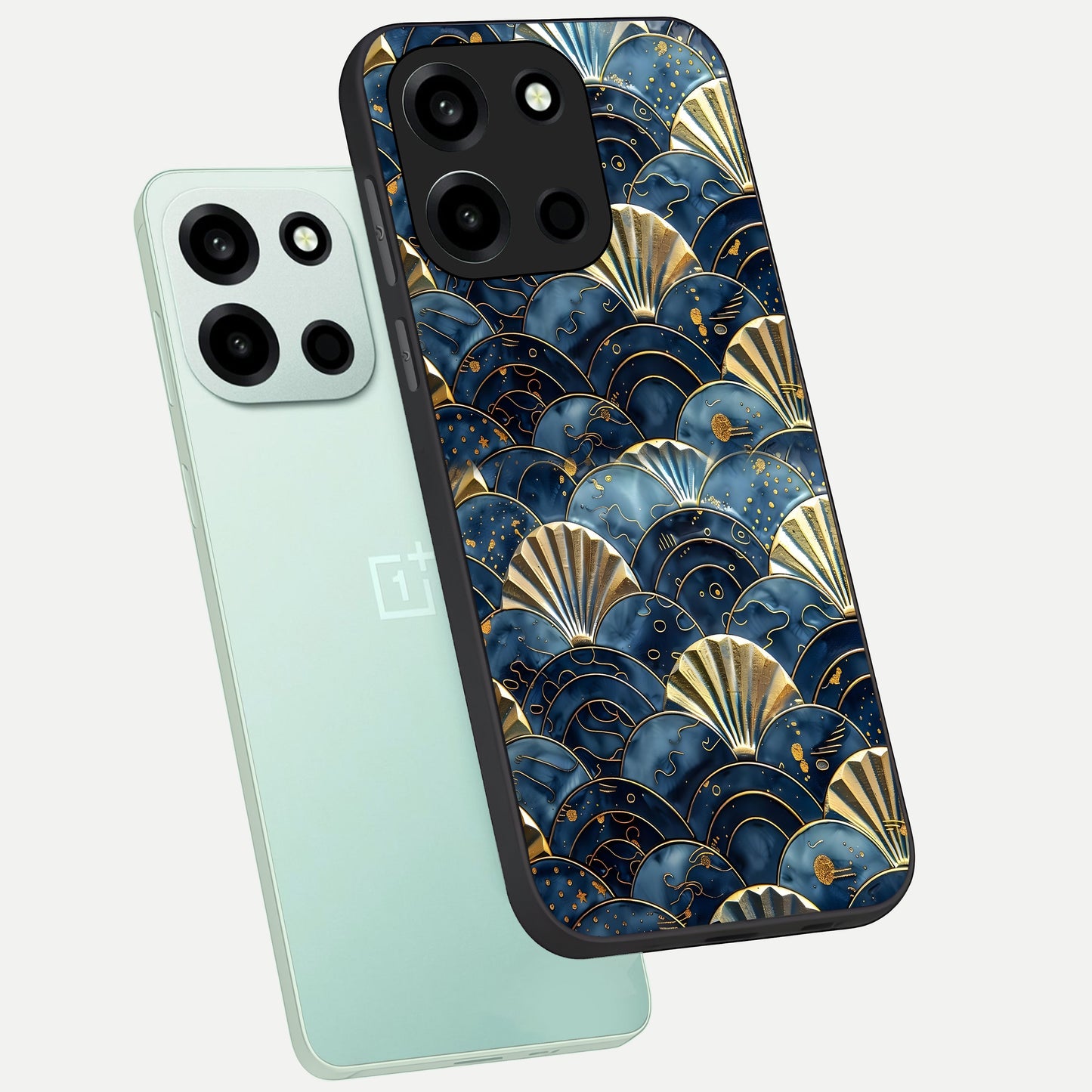  Golden Wave Luxe phone case For Oneplus Nord 6 showing premium glass back cover with detailed artwork