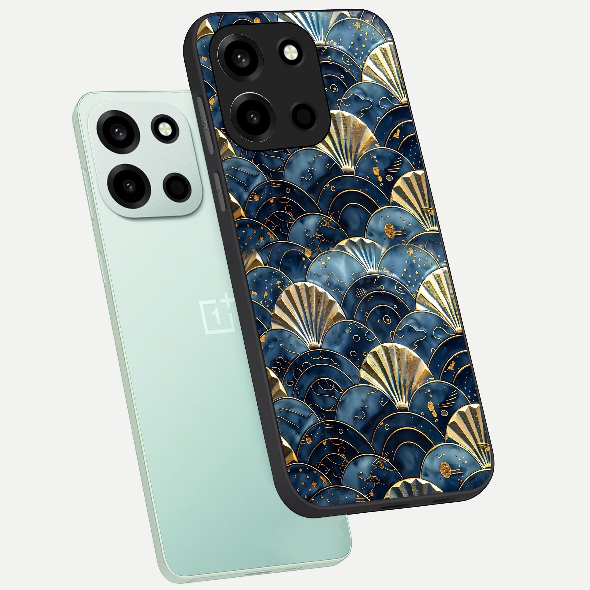  Golden Wave Luxe phone case For Oneplus Nord 6 showing premium glass back cover with detailed artwork