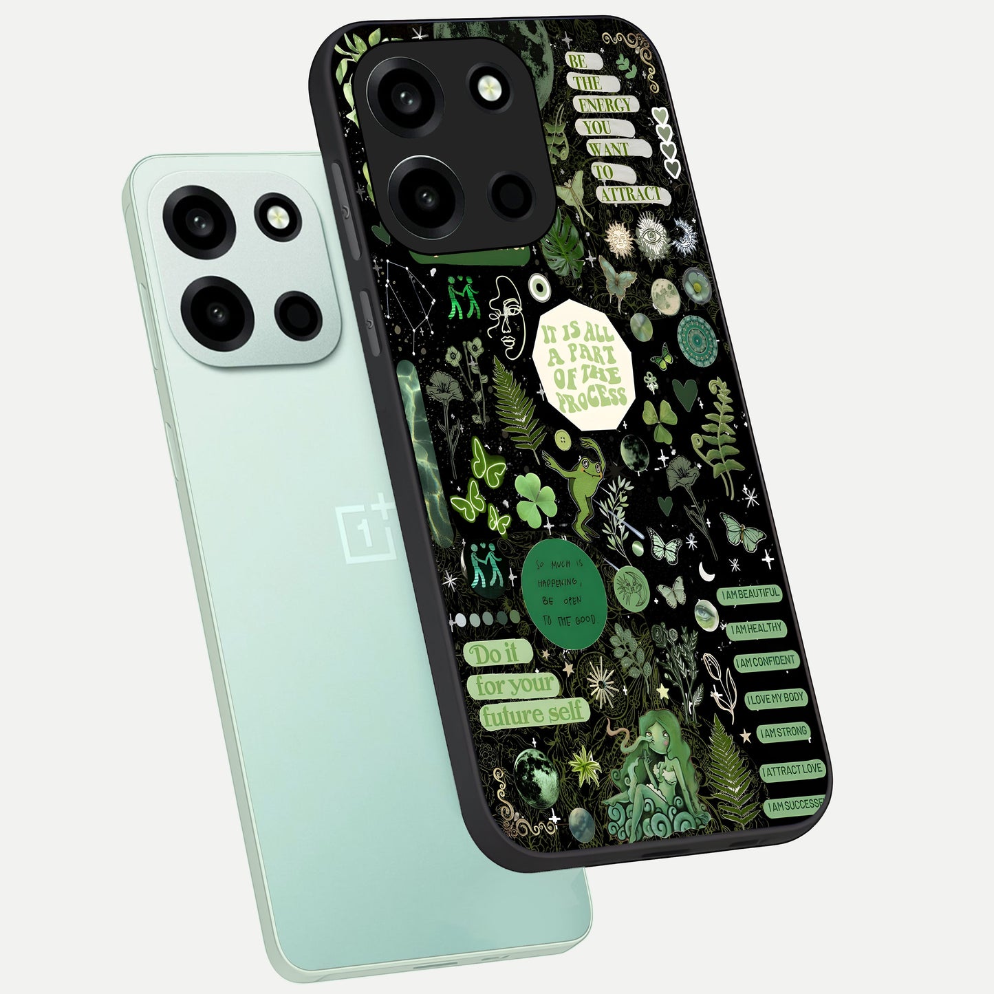  Green Mandala Pattern phone case For Oneplus Nord 6 showing premium glass back cover with detailed artwork