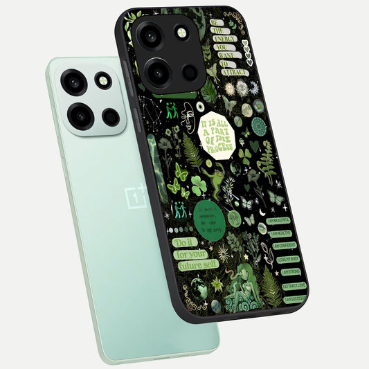  Green Mandala Pattern phone case For Oneplus Nord 6 showing premium glass back cover with detailed artwork