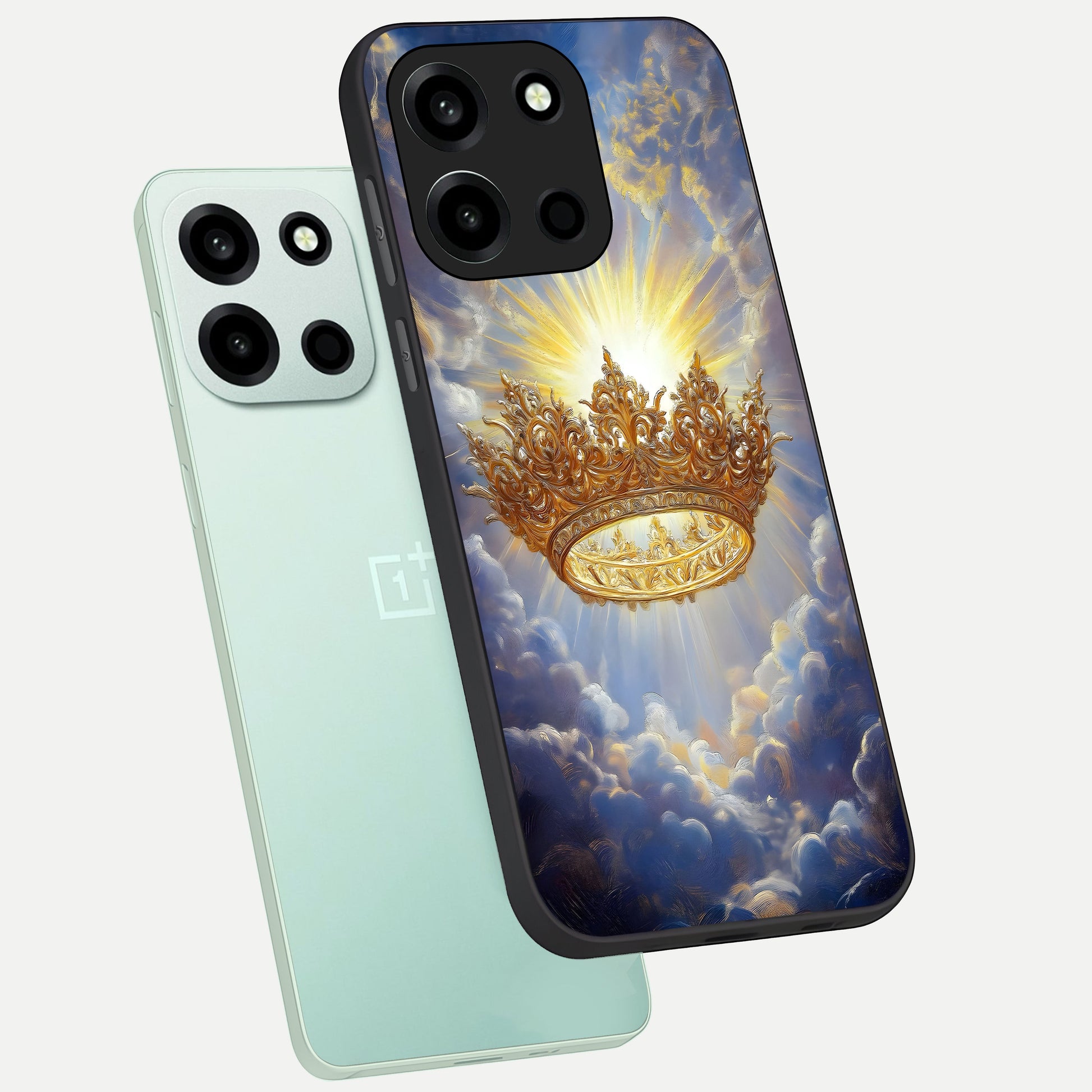  Heavenly Crown Light phone case For Oneplus Nord 6 showing premium glass back cover with detailed artwork