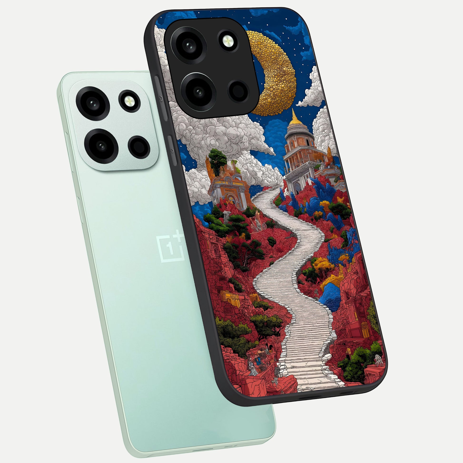  Heavenly Moon Path phone case For Oneplus Nord 6 showing premium glass back cover with detailed artwork