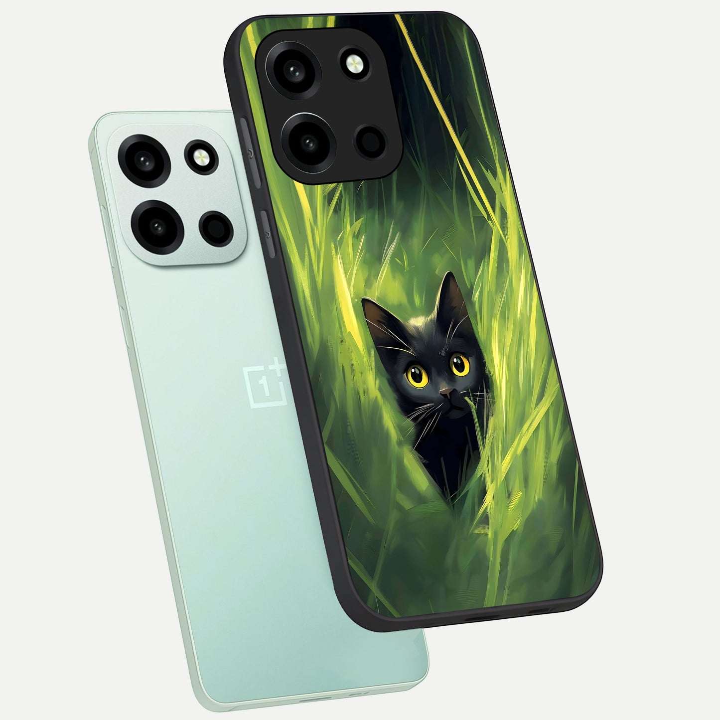  Hidden Cat Whisper phone case For Oneplus Nord 6 showing premium glass back cover with detailed artwork