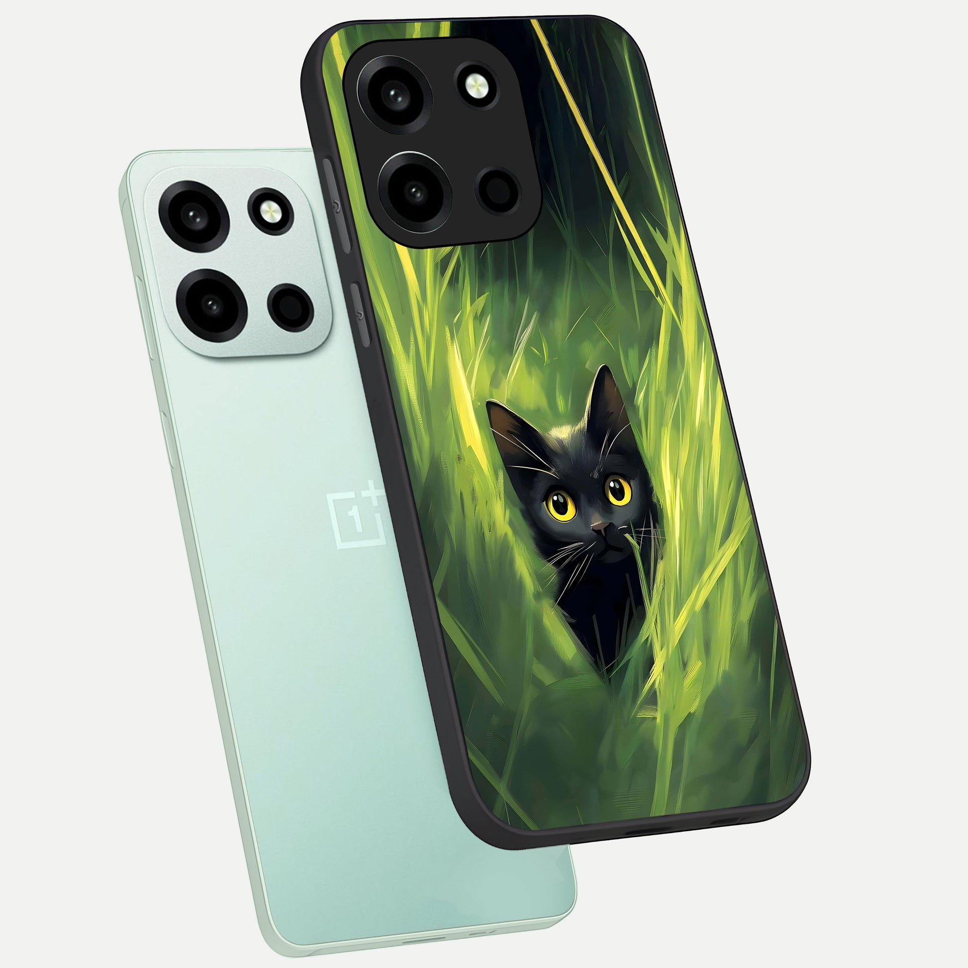  Hidden Cat Whisper phone case For Oneplus Nord 6 showing premium glass back cover with detailed artwork