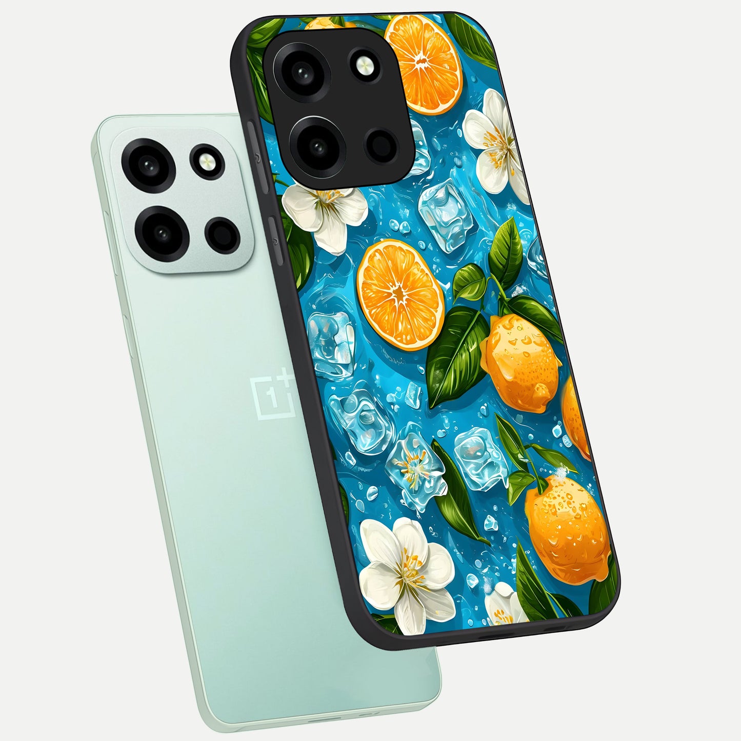  Ice Cube With Orange phone case For Oneplus Nord 6 showing premium glass back cover with detailed artwork