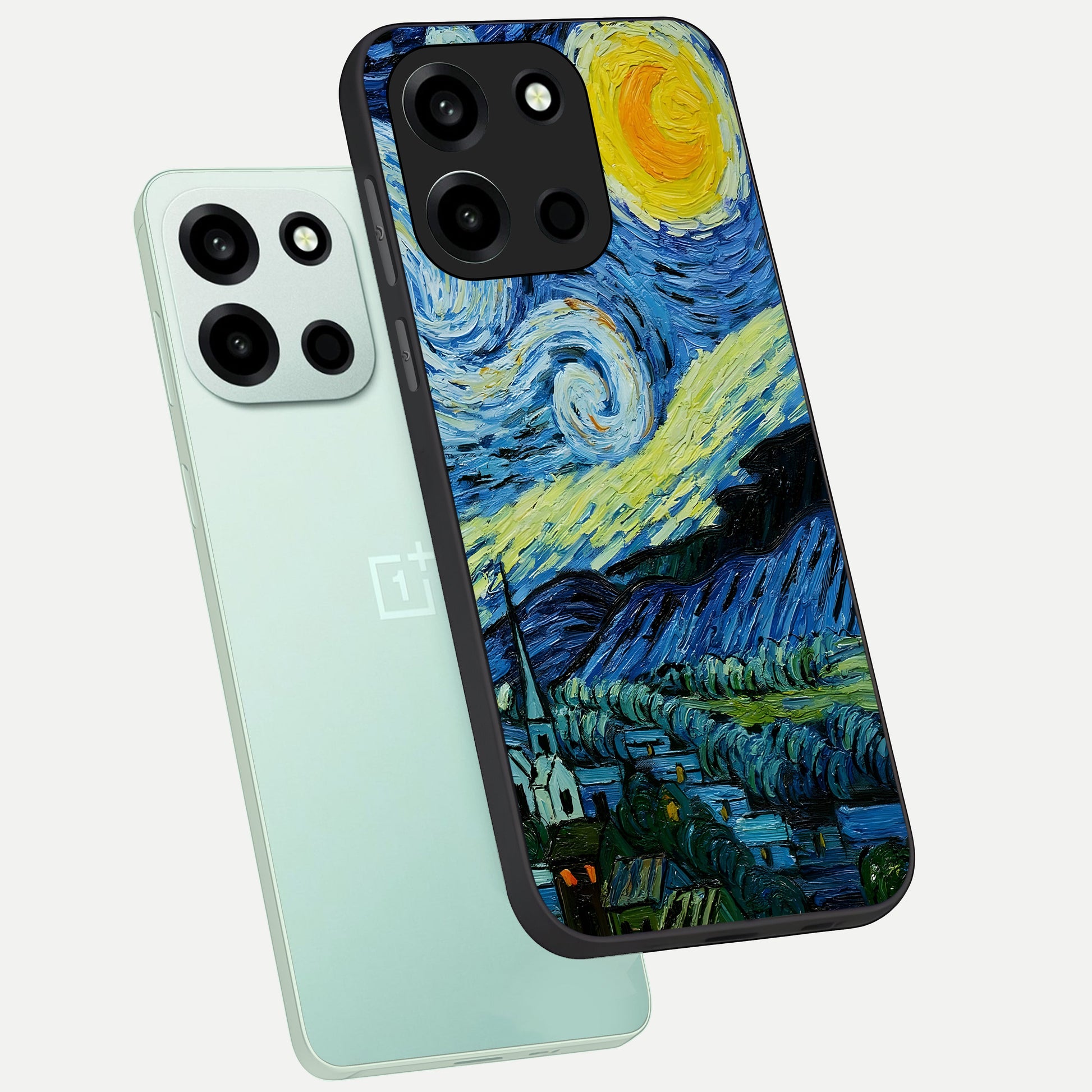  Inspired Van Gogh Art phone case For Oneplus Nord 6 showing premium glass back cover with detailed artwork