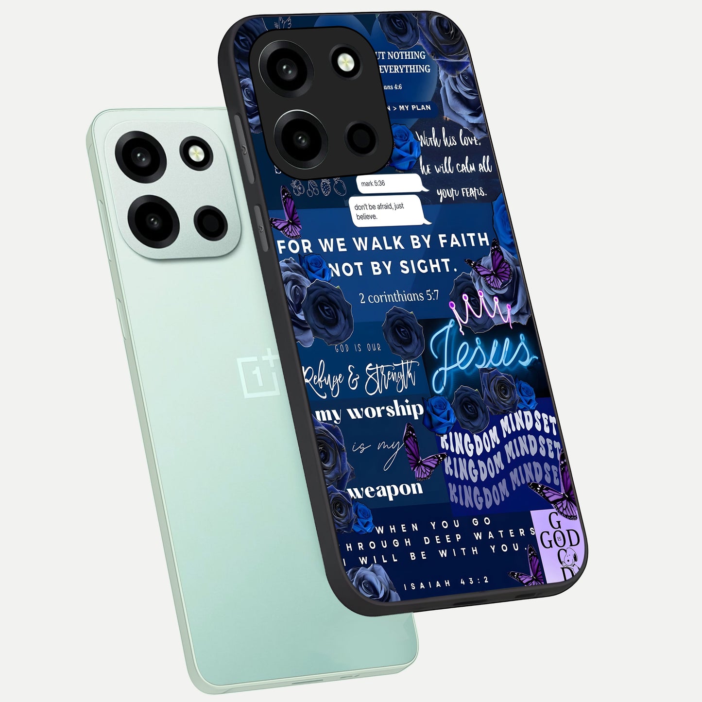  Kingdom Faith Glow phone case For Oneplus Nord 6 showing premium glass back cover with detailed artwork