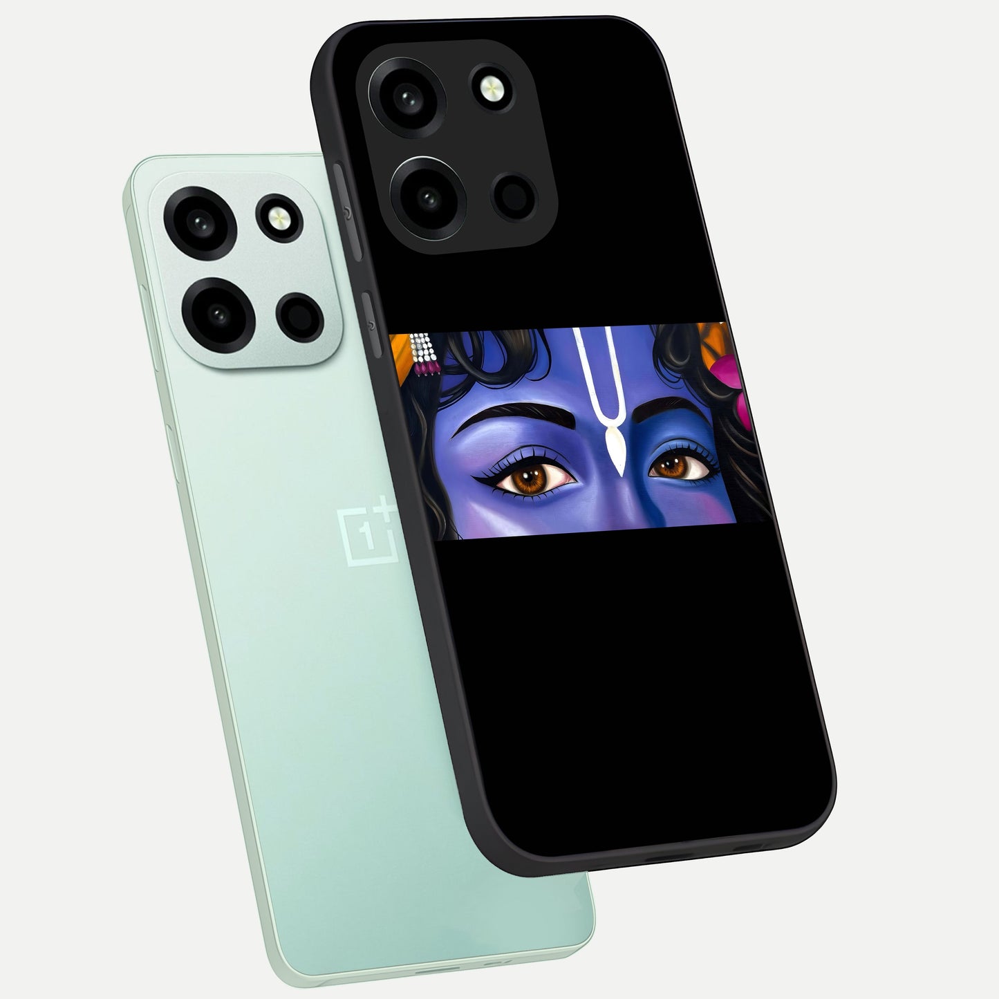  Krishna Eye phone case For Oneplus Nord 6 showing premium glass back cover with detailed artwork