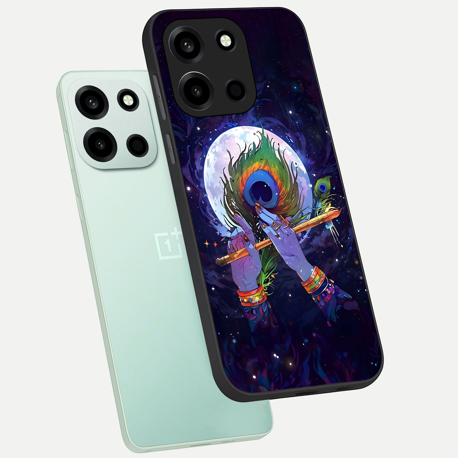  Krishna Hands Art phone case For Oneplus Nord 6 showing premium glass back cover with detailed artwork