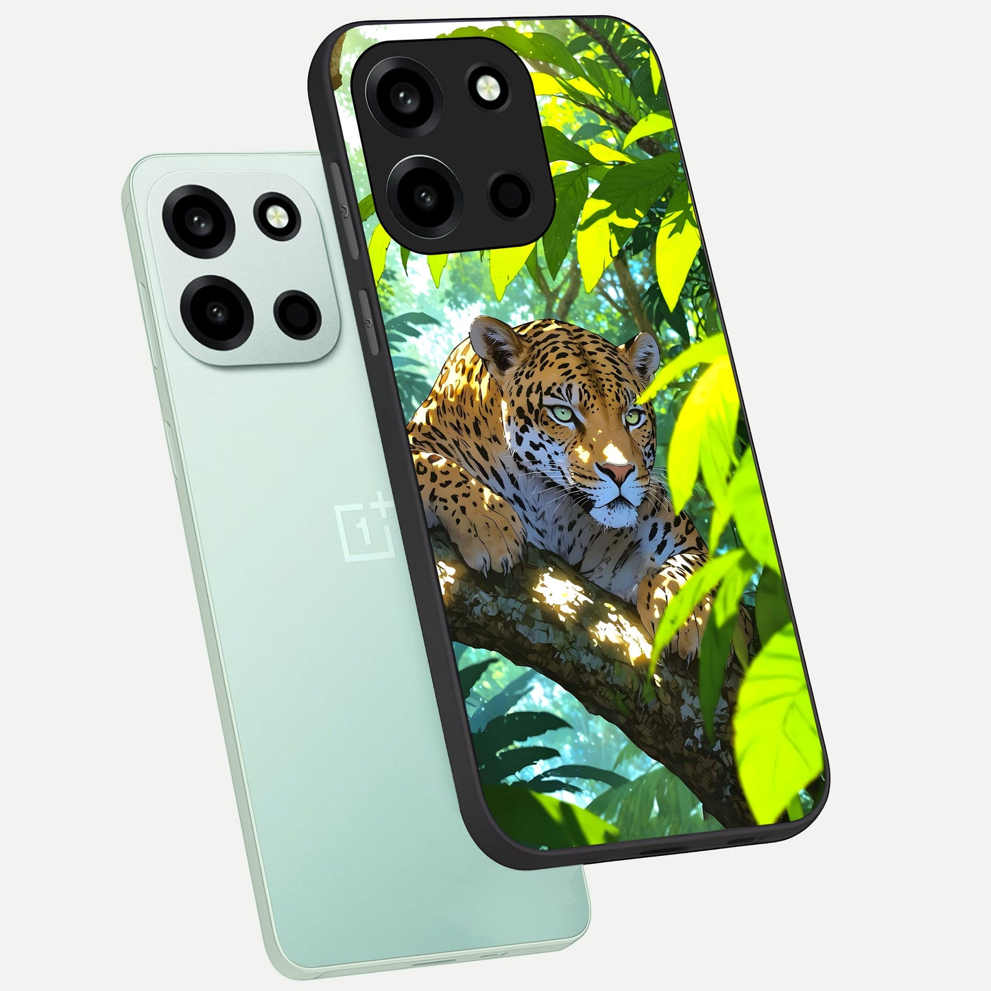  Leopard in Jungle phone case For Oneplus Nord 6 showing premium glass back cover with detailed artwork