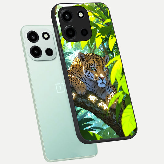  Leopard in Jungle phone case For Oneplus Nord 6 showing premium glass back cover with detailed artwork