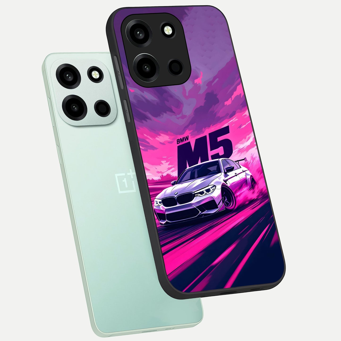  MS Neon Car phone case For Oneplus Nord 6 showing premium glass back cover with detailed artwork