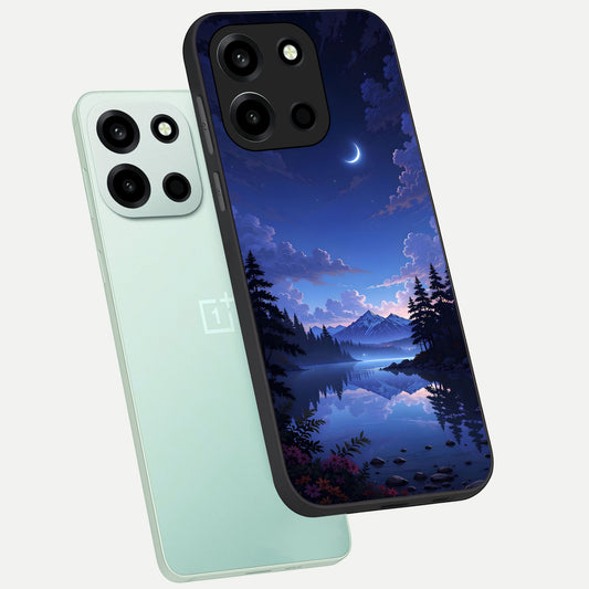  Midnight Lake Peace phone case For Oneplus Nord 6 showing premium glass back cover with detailed artwork